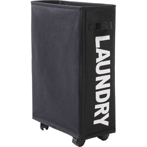 1 Grand panier à linge, roulettes, poignées, tissu imperméable, filet fermé, salle de bain (1/5)