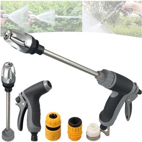 Hochdruck-Wasserstrahlpistole mit Schlauch – Robuste Metall-Reinigungspistole mit verstellbarer, 360° drehbarer Düse, zum Waschen von Autos, Terrassen, Böden und Pflanzen (A) A - (1/5)