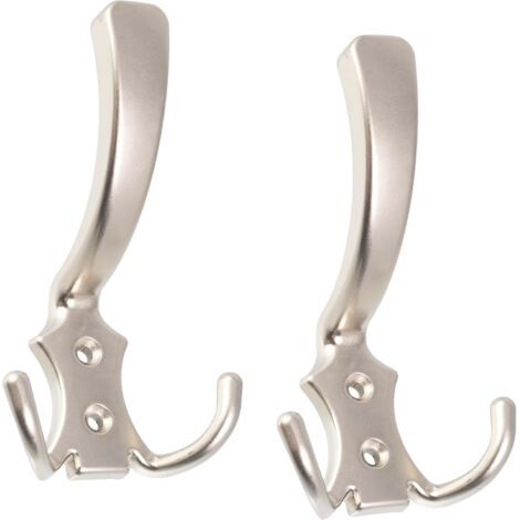 Lot de 2 Patères murales triples 115x72x65 mm - crochet/cintre suspension porte-manteau chapeau peignoir salle de bain serviette douche WC - en métal - finition satinée