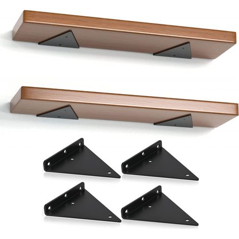 4pcs Support Etagere Triangle, 14CM Supports D'étagère Flottant en Fer, Support Étagère Mural en Métal Pour Étagères Ouvertes de Bricolage (1/5)