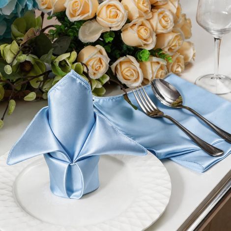 2er-Pack Satin-Tischservietten in Blau, 43x43 cm – Luxuriöse Dekoration für Hochzeit, Hotel und Veranstaltungen-lsw