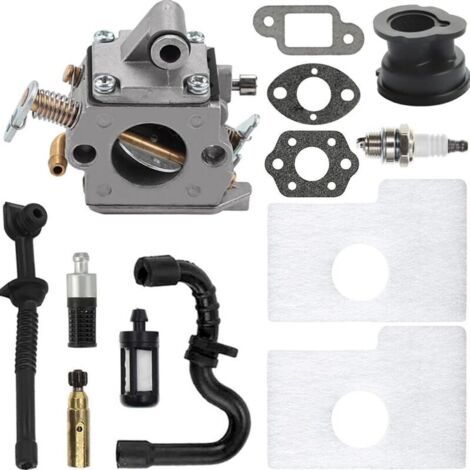 BARKBUSTERS Carburateur pour Stihl MS170 MS180 017 018 ms170 ms 180 tronçonneuse remplace C1Q-S57 C1Q-S57A C1Q-S57B 11301200603 avec filtre à air, bougie d'allumage, filtre à carburant, filtre à huile (1/4)