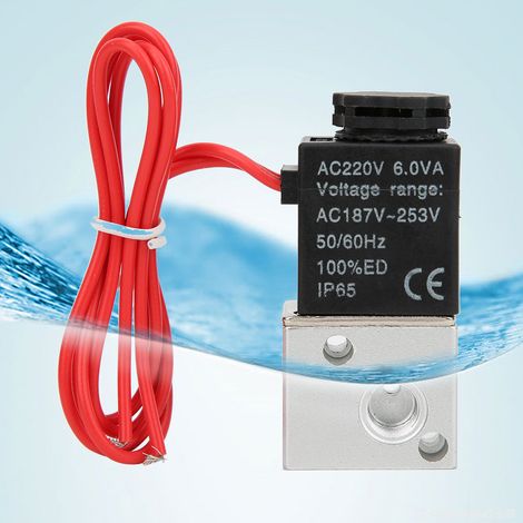 Électrovanne à action directe pour eau, air et huile, 2 positions, 3 voies, corps en alliage d'aluminium, G1/8 po (220 V CA) (1/5)