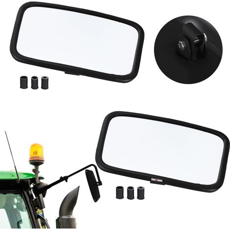 KOTARBAU® Kotarbau® Miroir Retroviseur Exterieur - Retroviseur Tracteur 25x16,5 cm Lot de 2 - Retroviseur Tracteur Agricole - Rétroviseur Convexe de Tracteur avec Support Pour Bras ⌀ 10-24 mm - Pvc -