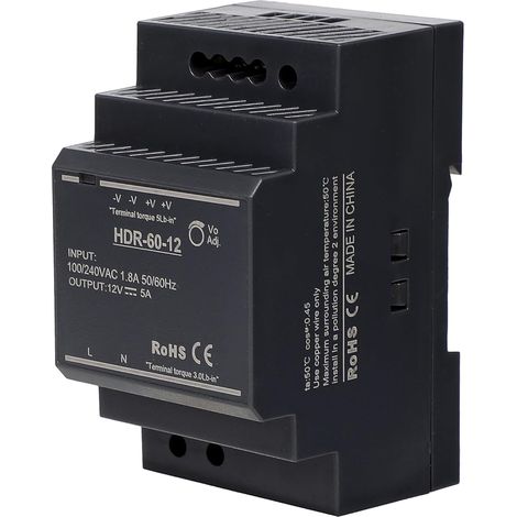 Bardusch-Transformateur d'alimentation Rail Din Alimentation modulaire industrielle Boîtes de distribution Instrumentation Transformateurs (12V 5A HDR-60-12)