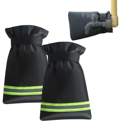 Lot de 2 Protège-Robinet Extérieur Housse Isolante Antigel pour Hiver (24 x 16 cm, Noir)