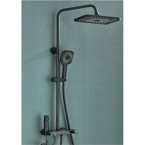 Ensemble de douche mitigeur thermostatique intelli Ensemble de douche numérique Piano noir robinets de salle de bain en laiton intelligents robinet de cascade chaud et froid système de douche blanc pl (1/5)