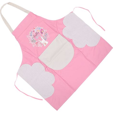 Tablier imperméable motif chiots pour manucure, lavable en machine, rose (1/5)