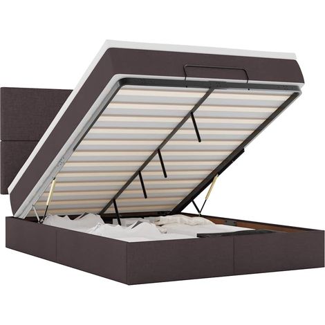 Maison Exclusive - Ottoman-Bett mit Matratze & LEDs Dunkelbraun 1