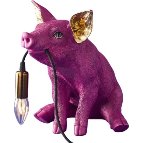 Lampada da Tavolo Maialino Piggy Rose 32x24.5x30 cm Rosa e Oro PERAGA HOME (1/4)