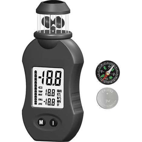 Anémomètre numérique, anémomètre Multifonctionnel, anémomètre Portable HP-876 0,7-42 m/s, Compteur de Vitesse de l'air avec Boussole, Compteur de Vitesse du Vent (1/5)