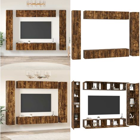 Ensemble de meubles TV 10 pcs Chêne fumé Bois d'ingénierie - Ensemble de meubles TV - Bois d'ingénierie (1/5)