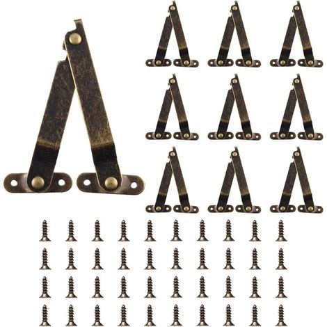 10 Stück Klappscharniere, Deckelscharniere, antike Scharniere mit Schrauben für Holzkisten, Schränke und Kleiderschranktüren (1/5)