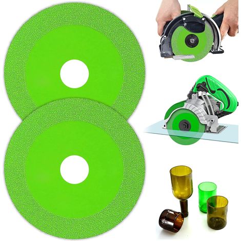 2 Pièces Disque Coupe Verre, Disque Diamant 125 Carrelage, Ø 22,23 mm Disque Carrelage pour Bouteille, Porcelaine, Jade, Granit, Verre (Vert) (1/5)