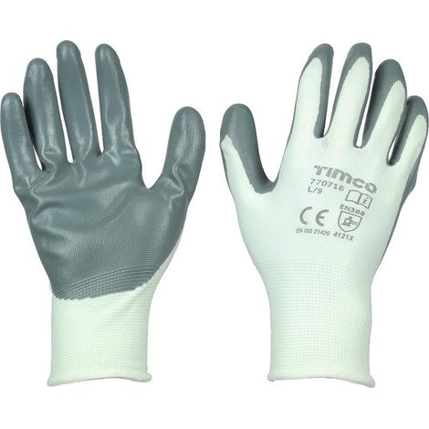 TIMCo Secure Grip Gloves Smooth Nitrile Foam Coated Polyester Size Large