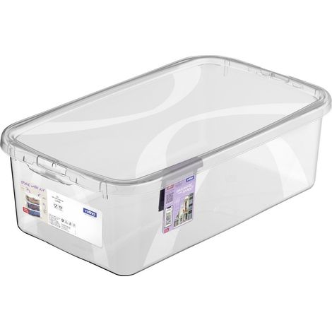 Rotho Aufbewahrungsbox Lona mit Deckel 33,8 x 19,8 cm 5 L transparent Aufbewahrungsbox
