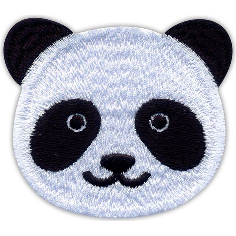 Aufnäher mit niedlichem Panda-Kopf – Magnetverschluss – Gestickter Aufnäher/Abzeichen/Emblem