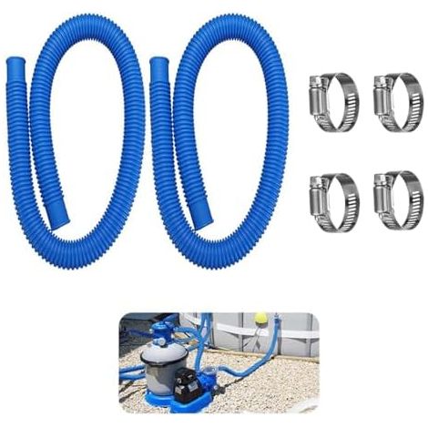 32-mm-Poolschlauch, 2-teiliger Ersatzschlauch für Poolpumpen, Aufstellpoolschlauch für Intex 330, 530 und 1000 GPH, 1,5 m x 32 mm (LD) (1/5)