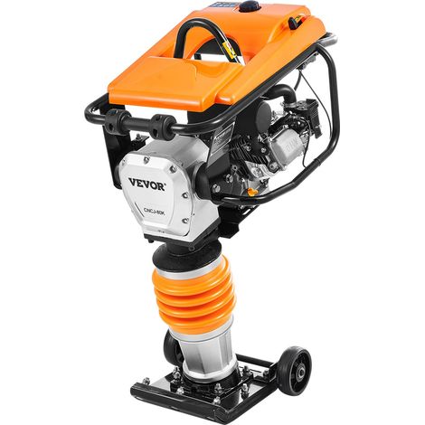 Pilonneuse vibrante, 6,5 CV, pilon vibrant, moteur à essence 196 cm³, 4 ressorts, force d'impact 253 kgf/cm², profondeur de compactage max. 66 cm, pour sol, semelles, dalles béton, fondations (1/5)