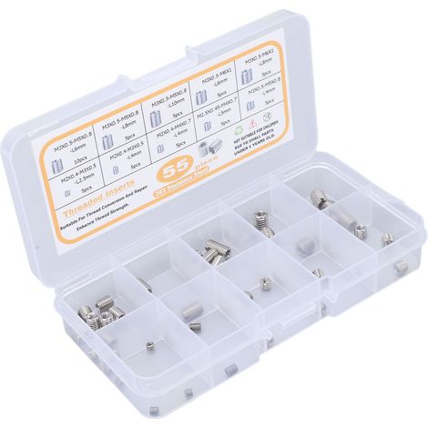55-teiliges Sortiment an Gewindemuttern M2, M2,5 und M3 aus Edelstahl für Reparaturen (1/5)