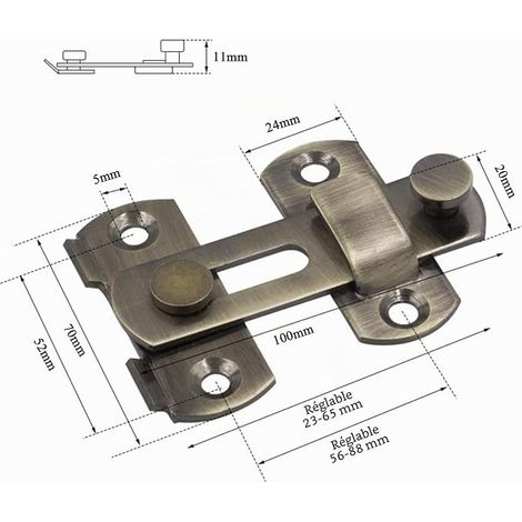 Loquet Coulissant, Loquet de Porte En Acier Inoxydable, Boulon de Verrouillage de Boucle avec Vis, Portes, Placard, Fenêtres, Portes de Jardin (1/4)