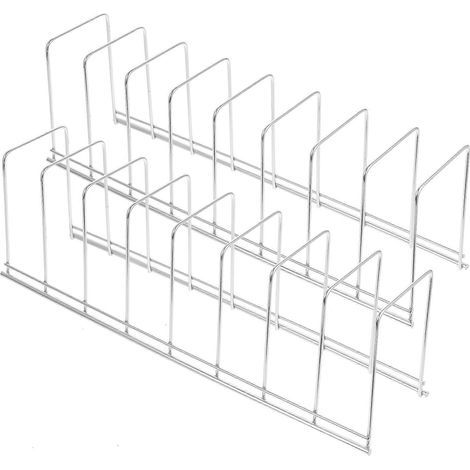 Lot de 2 organisateurs de casseroles en acier inoxydable, support et plateau de service pour couvercles.-30.00X10.00X7.00CM-Silver (1/3)