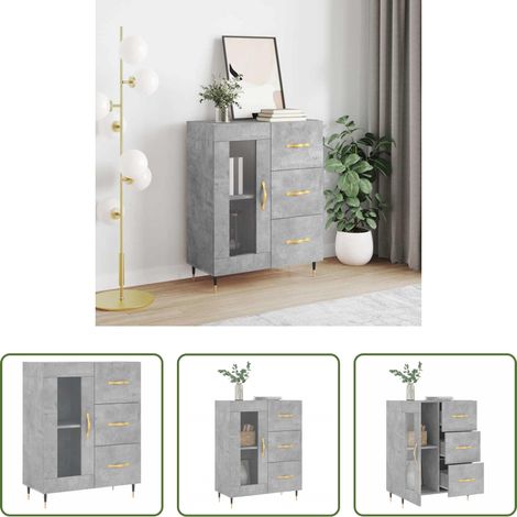 Betonfarbe - Sideboard Betongrau 69,5x34x90 cm Holzwerkstoff (1/5)