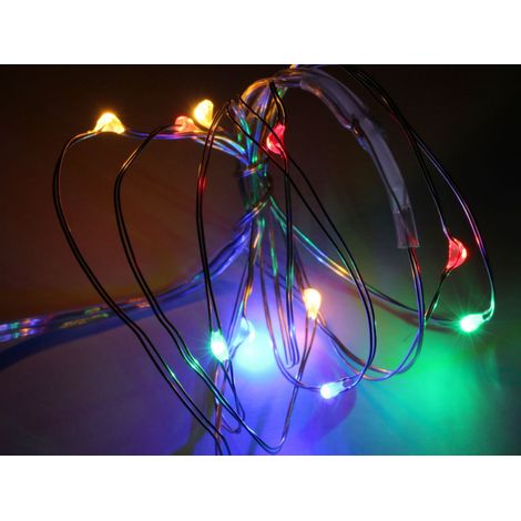LED-Lichterkette, Silberdraht, 10 LEDs, bunt, Batteriebetrieb (1/3)