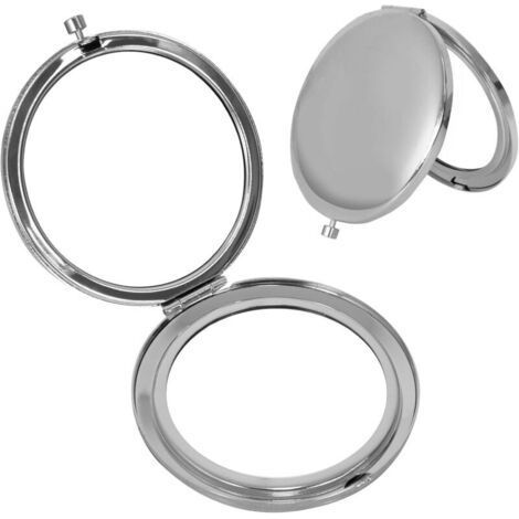 Compact Makeup Mirror, Round Folding Makeup Mirror, Portable Pocket Mirror, 7cm Small Pocket Mirror, Compact Magnifying Coin Purse Mirror for Travel Makeup(Silver) (1/4)