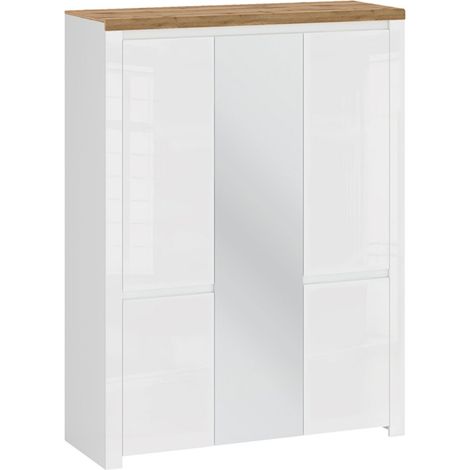 KONSIMO DAMINO Kleiderschrank, Glas Weiß/Eiche Wotan Dekor (1/3)