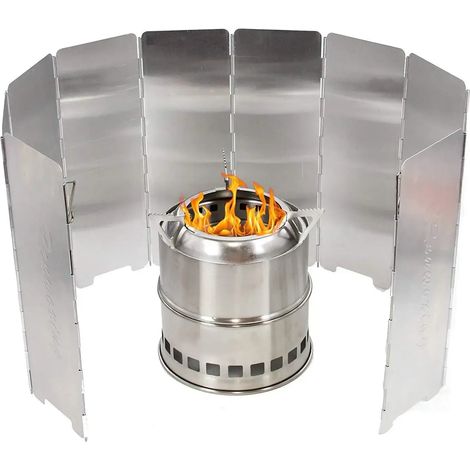 8/9/10 Plaques Pare-vent pour réchaud à gaz, idéal pour le camping, les pique-niques et la cuisson en extérieur. Écran coupe-vent en alliage d'aluminium pour réchauds portables. (1/5)