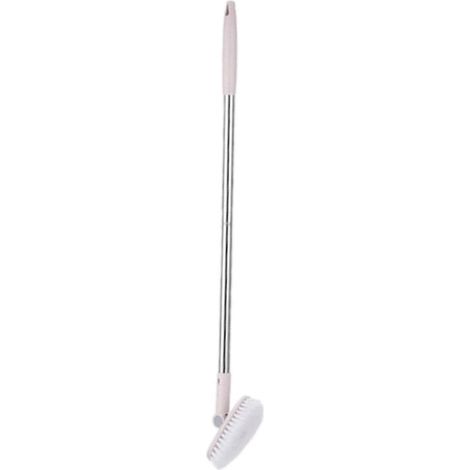 Brosse de salle de bain à long manche avec poils durs, manche beige non pliable, accessoire de salle de bain (1/5)