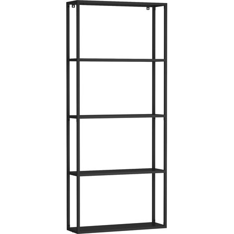 Étagère murale élégante acier 140 x 60 x 18 cm noir (1/4)