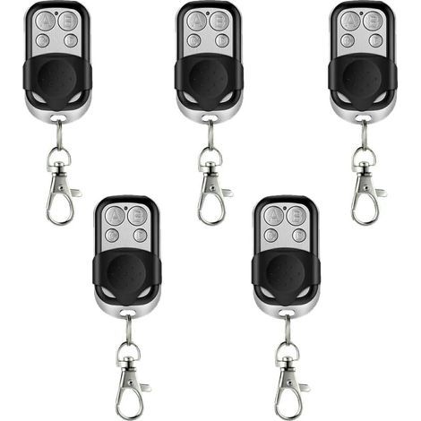 Lot de 5 télécommandes universelles Auto-apprenantes pour Portail Automatique et Garage fréquence 433,92 MHz avec Code Fixe avec Batterie Incluse