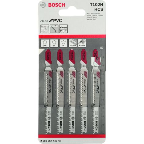 Bosch PRO Plastics PVC clean T102H Stichsägeblatt, 100 mm, 5 Stück