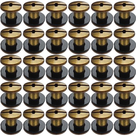 30 Kits Vis Chicago Screws,M55mm Vis de Livre,Rivet a Visser de remplacement en métal pour sacs, livres, colliers, sacs à dos, laisses de chien, laisses(Bronze) (1/5)