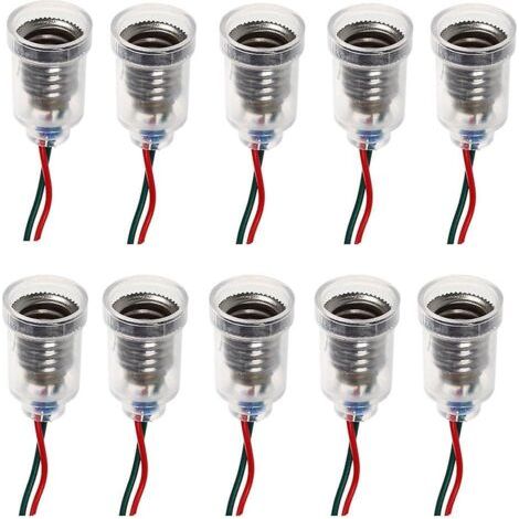 10pcs E10 Led Base Lampadaire (longueur Du Fil 20cm) Support D'ampoule Visser Douille Avec Fil Pour Circuits Exprimentaux Accessoires Pour Tests (1/5)