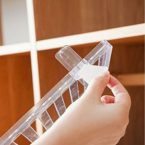 Séparateurs Étagère Verticaux, Adhésifs Double Face, Organisation Rangement, Blanc (1/4)