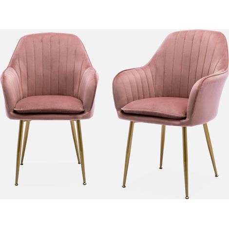 Sillón de terciopelo con patas de metal, set de 2 (1/5)
