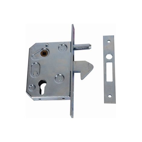 Deco Fer Forge – Serrure à crochet pour portail coulissant 60x60mm – Acier zingué – Hauteur 210mm – Cylindre 60mm – Poignée axe carré 8mm