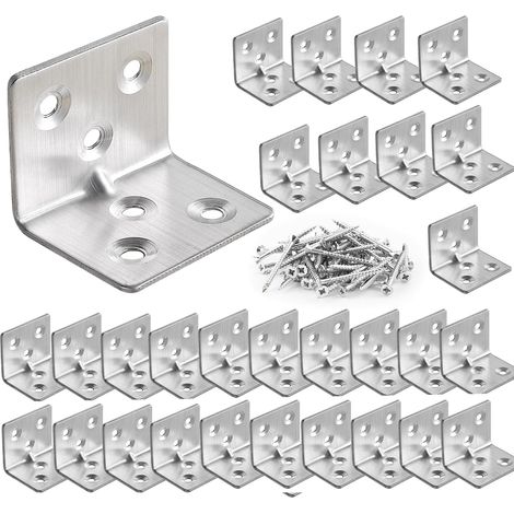 30 pièces équerre de Fixation 30x30x38 mm Equerre Inox 90 Degrés Equerre Fixation Metal de Montage pour Tables, Chaises, Meubles en Bois (1/5)