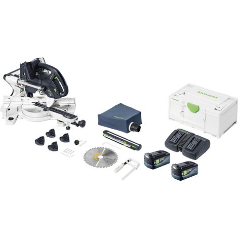 Festool KAPEX KSC 60 EB-Basic Akku Kapp Zugsäge 18 V / 36 V 216 mm Brushless + 2x Akku 5,0 Ah + Doppelladegerät + Systainer