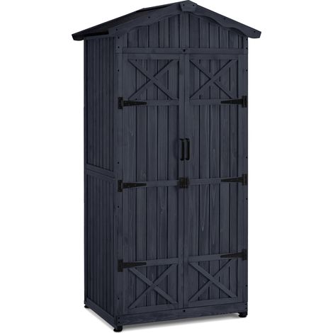 M MCombo Gartenschrank Gartenhaus Holz Wetterfest, Outdoor Wasserdicht Schrank mit Boden, für Außenbereich Balkon Terrasse, 1165 (Anthrazitgrau)