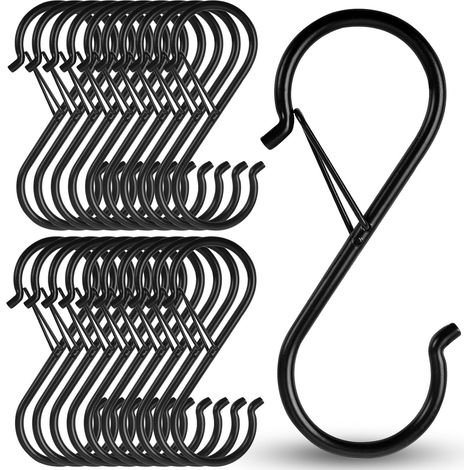 20 Stück S-förmiger Handtuchhalter mit Sicherheitsclip, multifunktionaler S-förmiger Metallhaken, geeignet für Küche, Bad, Schlafzimmer und Büro (schwarz) (1/5)