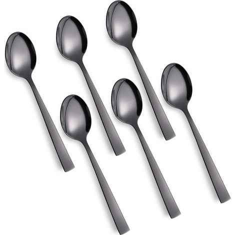6er-Set Teelöffel, 16 cm lange Suppenlöffel aus Edelstahl – Kleine Löffel mit quadratischen Griffen für Partys, Zuhause und Restaurants, gesund und hochwertig poliert. (1/5)