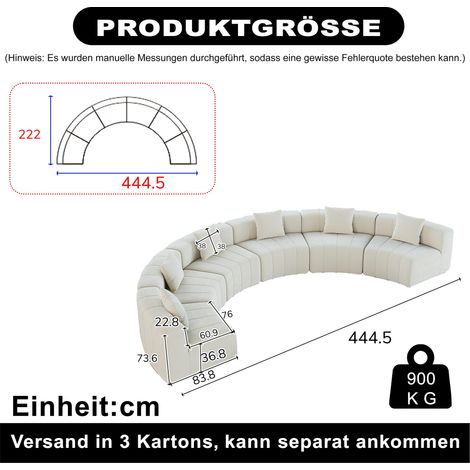 Module de canapé incurvé en chenille avec 2 coussins, module de canapé incurvé, symétrique et semi-circulaire pour chambre, salon, bureau (pour se détendre ou faire une sieste). Canapé six places (1/5)