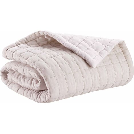 Plaid Doux Jeté de Canapé en Coton et Polyester Style Cocooning Surpiqûres Élégantes 140 cm - PANGIVO