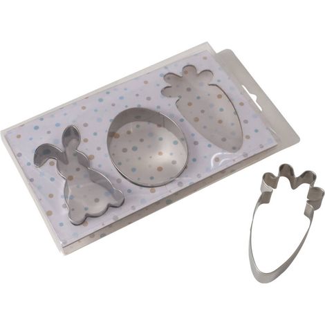 Moules à biscuits de Pâques : lapin, œuf, carotte, ensemble de 3 pièces