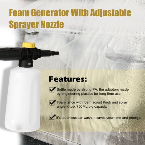 Lancia schiumogena da 750 ml per idropulitrice Bosch AQT EA110 UA125, generatore di sapone con ugello di spruzzo regolabile.