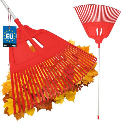 KOTARBAU® Rateau À Feuilles - Plastique - 67 cm - avec Manche en Aluminium - Extra-Click - Rateau Jardin - Ramasse Feuilles - Léger - Rouge & Argenté - Ergonomique (1/5)